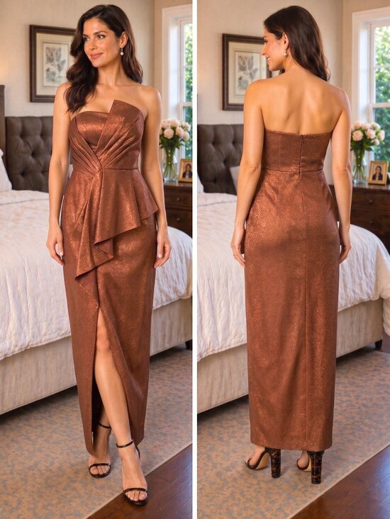 Adrianna Papell Dresses & Skirts - NWT Adrianna Papell Copper Shimmering Strapless Formal Gown $225